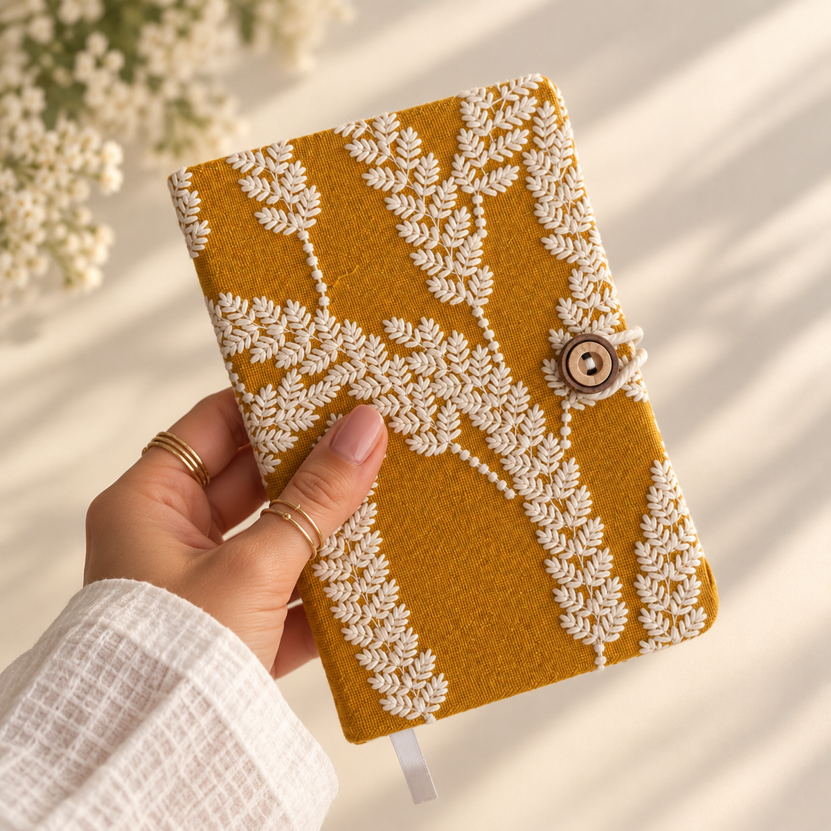 🌿 Golden Meadow Embroidered Journal Set